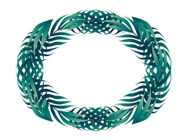 Hojas tropicales en círculo concepto de marco de diseño floral vector plano ilustración sobre fondo blanco — Vector de stock
