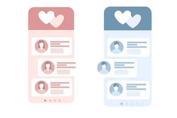 Rosa Azul Aplicación Chat Para Mensajería Femenina Masculina Estilo Vectores — Archivo Imágenes Vectoriales