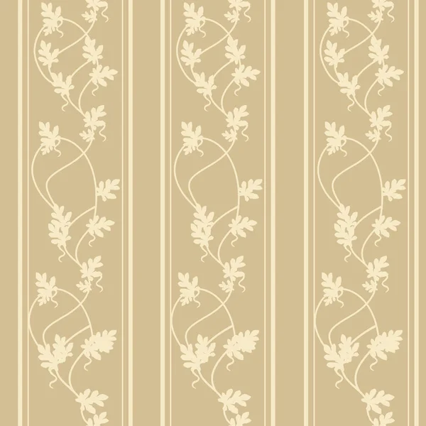 Nahtloses Muster beige Tapete mit Blättern Silhouetten flache Vektorillustration vertikales Design — Stockvektor