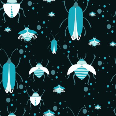 Çizgi filmdeki kusursuz desen. Basit böcek koleksiyonu. Renkli böcekler..