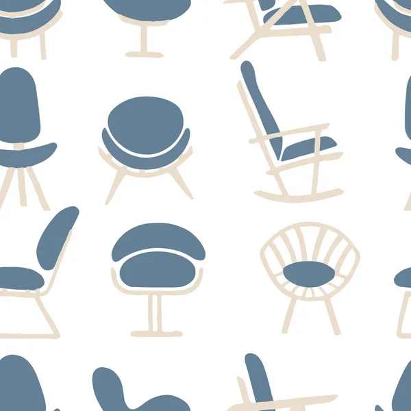 Nahtloses Muster Von Verschiedenen Holzstühlen Für Büro Hause Oder Hof — Stockvektor