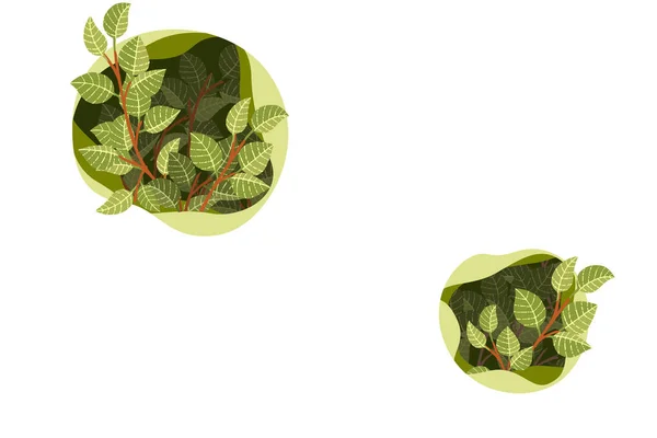 Абстрактный Творческий Узор Зелеными Листьями Плоском Векторном Рисунке Деревьев Белом — стоковый вектор