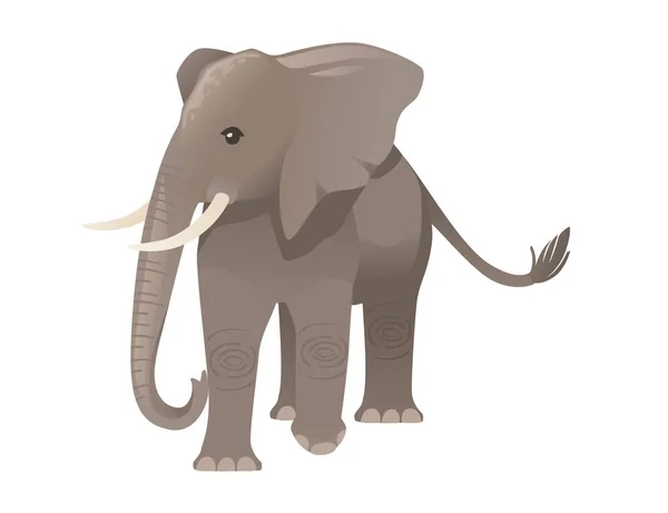 Elefante Adulto Lindo Ilustración Plana Del Vector Del Diseño Animal — Vector de stock