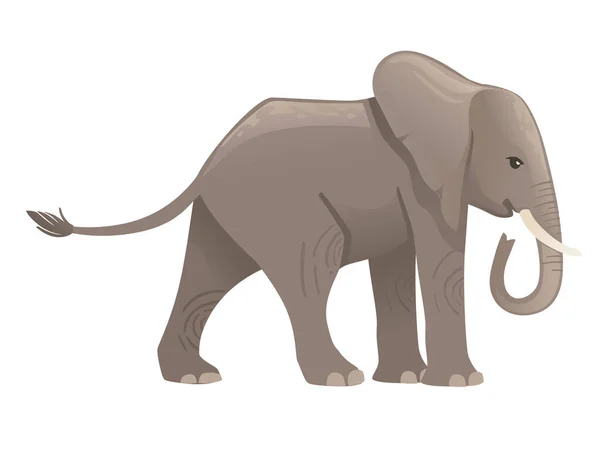 Éléphant Adulte Mignon Sur Promenade Dessin Animé Animal Design Plat — Image vectorielle