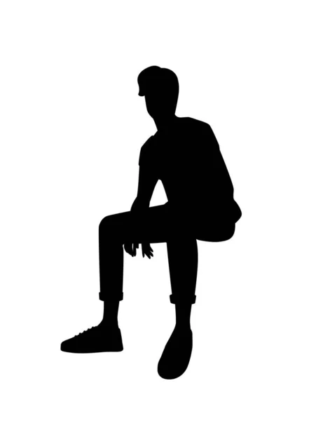 Roztomilý Mladý Muž Ležérní Oblečení Sedící Póza Móda Mužský Model — Stockový vektor