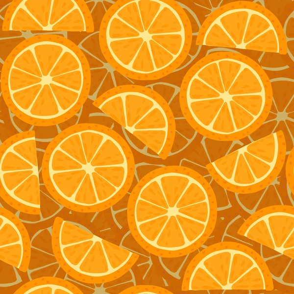 Varrat Nélküli Minta Narancs Citrusfélék Felezett Szeletelt Lapos Vektor Illusztráció — Stock Vector