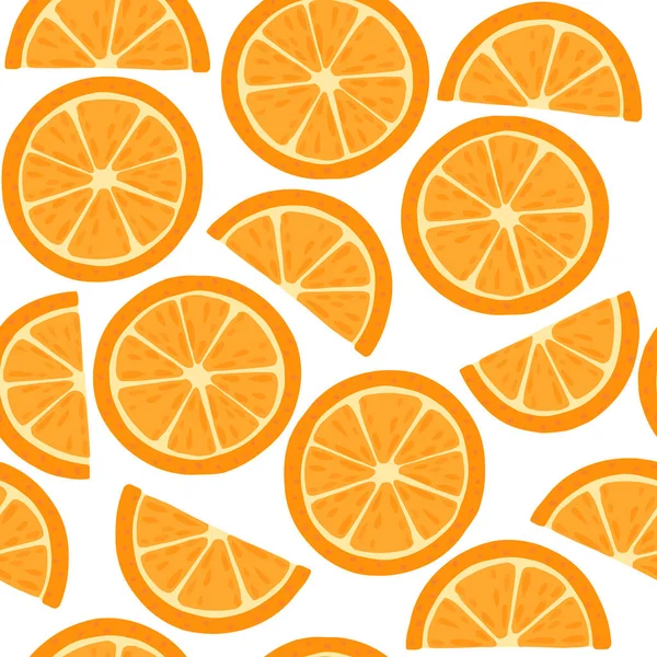 Portakallı Turunçgillerin Kusursuz Deseni Ikiye Bölünmüş Doğranmış Düz Vektör Çizimi — Stok Vektör