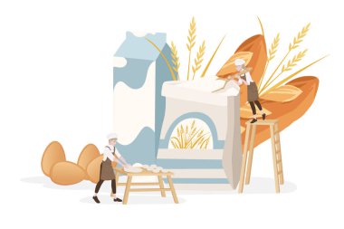 Fırın üreticisi erkek ve kadın aşçı ahşap masa ve hamur işi için bowling masası kullanırlar..