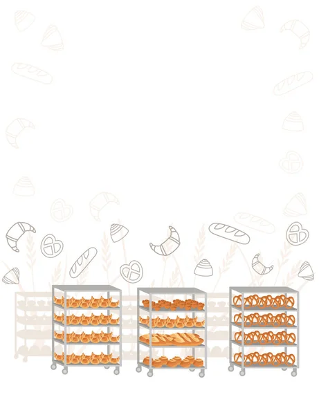 Fabricante Panadería Con Bandeja Pan Panadería Profesional Dibujos Animados Diseño — Vector de stock