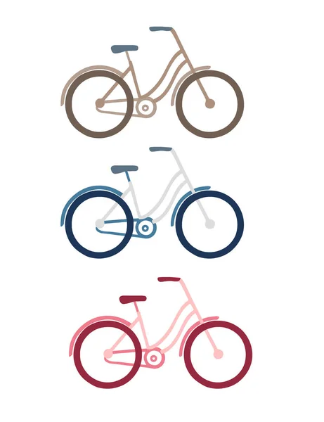Bicicleta marrón azul y rosa ilustración vectorial plana aislada sobre fondo blanco — Vector de stock