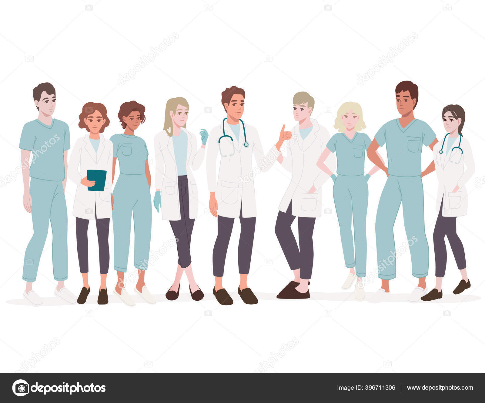 conjunto de personagens de desenhos animados de médico masculino, médico de  homem bonito em poses diferentes, trabalhador médico ou equipe hospitalar.  ícone plano de desenho animado médico em um vetor de fundo