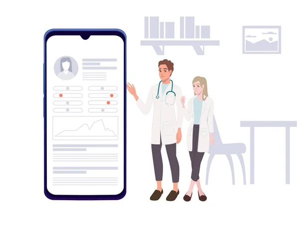 Modern Concept Online Medicine Smartphone App Doctor Online Medical Assistance — Stock Vector