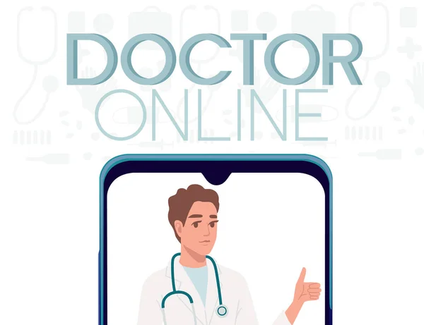 Nowoczesna Koncepcja Medycyny Online Smartphone App Lekarz Online Pomoc Medyczna — Wektor stockowy