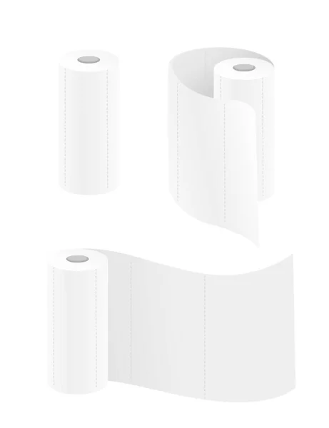 Set Putih Roll Kertas Sekali Pakai Handuk Untuk Vektor Dapur - Stok Vektor