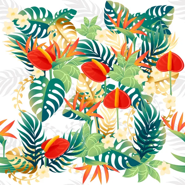 Бесшовный Рисунок Декоративных Букетов Цветов Красный Антуриум Цветочный Элемент Сада — стоковый вектор