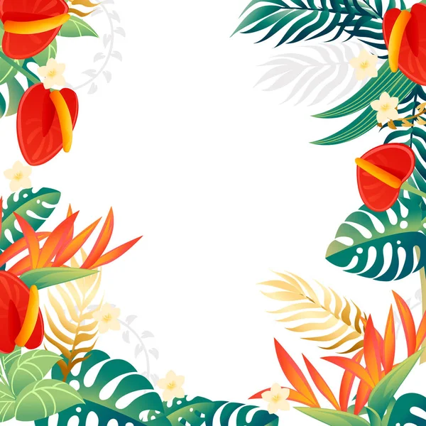 Conjunto Tres Flores Decorativas Rojo Anthurium Elemento Floral Para Jardín — Vector de stock