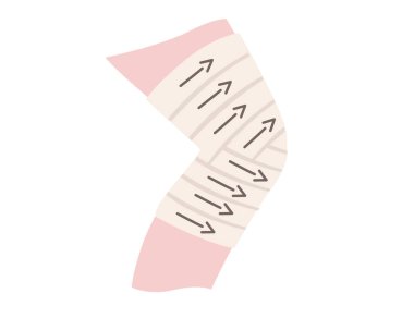 Beyaz arkaplanda bacak iyileştirme için sağlıklı bandaj düz vektör çizimi