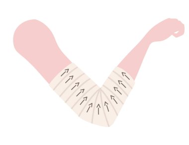 El dirseği düzeltme için sağlıklı bandaj beyaz arka planda düz vektör çizimi