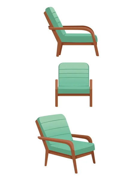 Set Von Holzstühlen Für Den Außen Und Innenbereich Retro Stuhl — Stockvektor