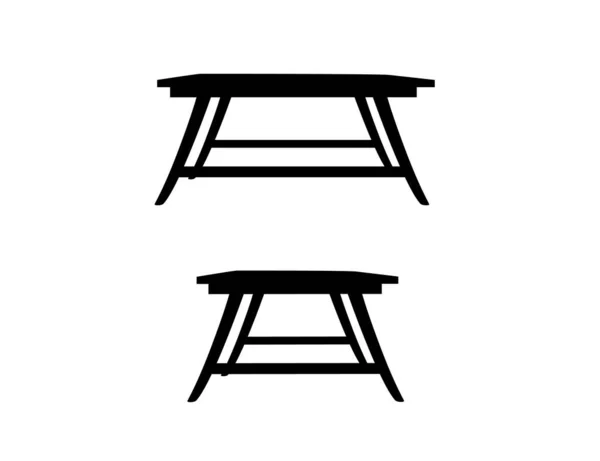 Fekete Sziluett Készlet Két Asztal Háztartási Bútorok Lapos Vektor Illusztráció — Stock Vector