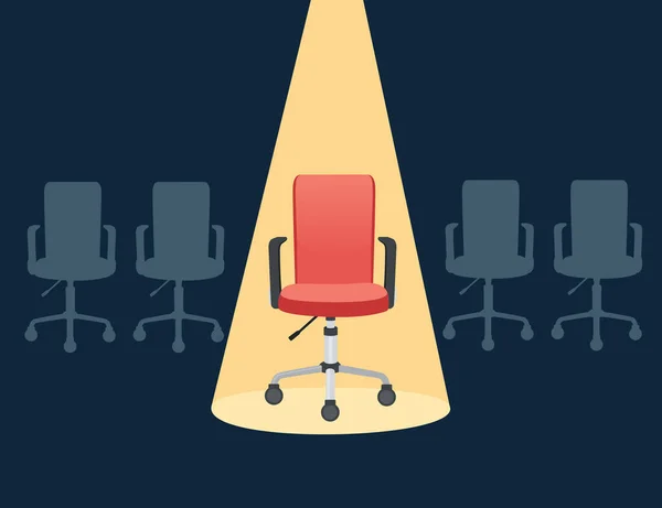 Moderne bureau chaise entreprise embauche et recrutement concept plat vecteur illustration sur fond sombre — Image vectorielle