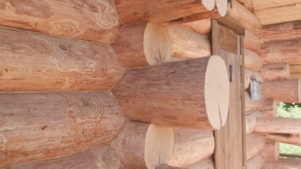 Casa di tronchi di tronchi tagliati . — Video Stock