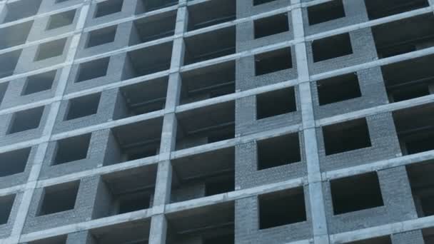 Meerdere verdiepingen in aanbouw bouwen close-up. — Stockvideo