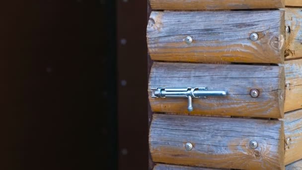 Close Bolt Wooden Door — Stock Video