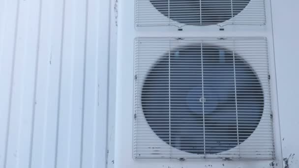 Old Air Conditioning Street Side Fans Bars Close View — Stock Video