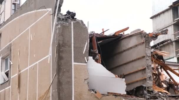 Destruyó Edificio Apartamentos Después Del Desastre — Vídeo de stock