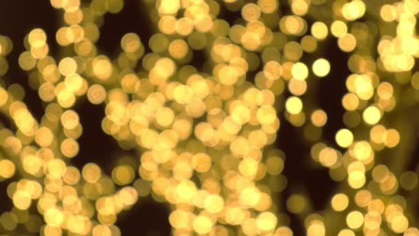 Gold Weihnachtslichter verschwimmen Hintergrund. — Stockvideo
