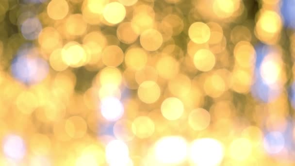 Close-up gold christmas lights blur background. — Stock Video