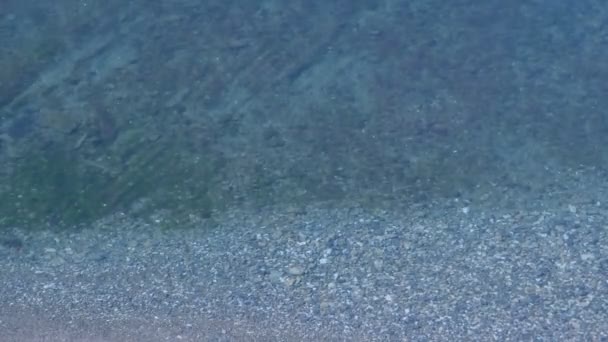 Acqua di mare trasparente blu con fondo in pietra . — Video Stock