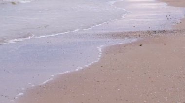 Dalga ve kum. Sakin deniz. Karadeniz kıyısında.