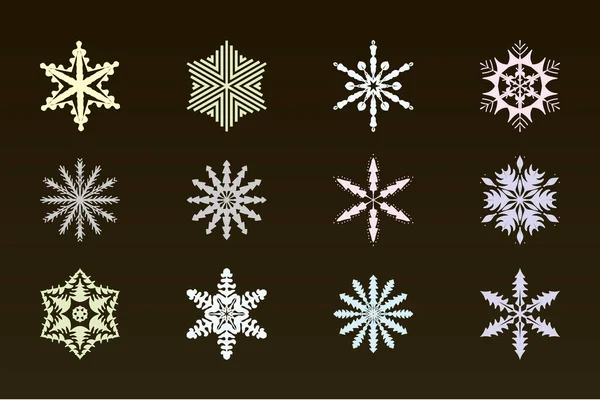 Un ensemble de motifs d'hiver dans des tons monochromes noir et blanc. — Image vectorielle
