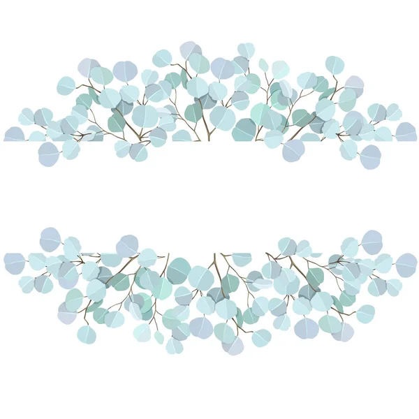 Vignette Mariage Avec Branches Eucalyptus Fond Blanc — Image vectorielle