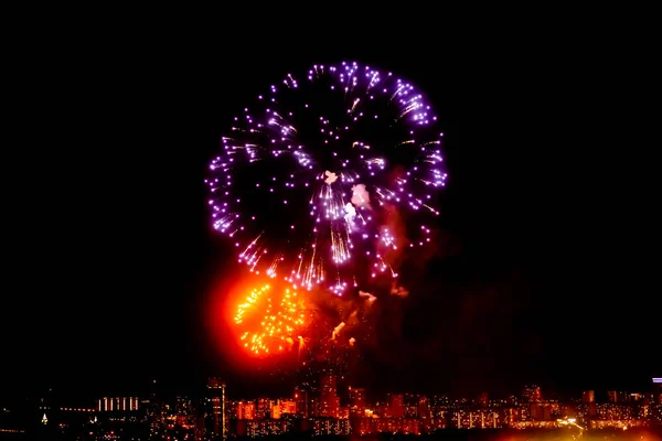 Fuegos Artificiales Moscú Tradición Para Celebrar Las Fiestas Más Grandes —  Fotos de Stock