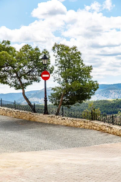 Cartello Vietato Sulla Strada Montagna — Foto Stock