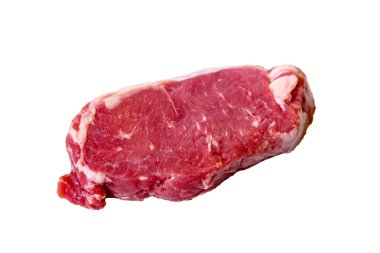 Beyaz arka planda mermer biftek, izole edilmiş.