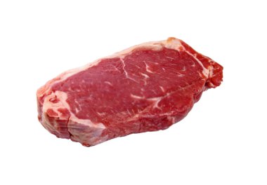 Beyaz arka planda mermer biftek, izole edilmiş.