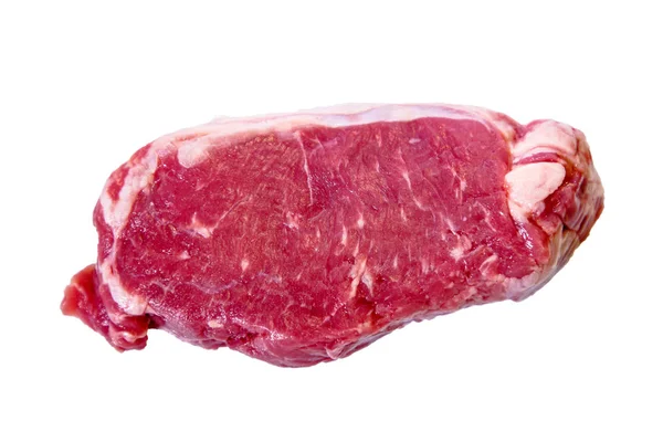 Μοσχάρι Striploin Μπριζόλα Λευκό Φόντο Απομονωμένη — Φωτογραφία Αρχείου