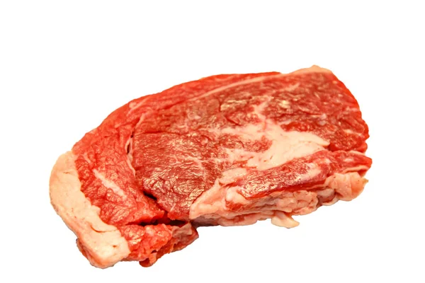 Rohes Marmoriertes Rindfleisch Brustkorb Auf Weißem Hintergrund Liegend Isoliert — Stockfoto