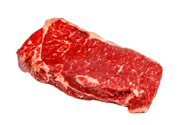 Kulatých Stolů Raudram Steak Hovězí Steak Bílém Pozadí Izolované — Stock fotografie