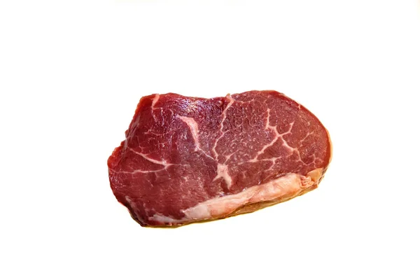 Marble Beef Eye Steak White Background — Zdjęcie stockowe