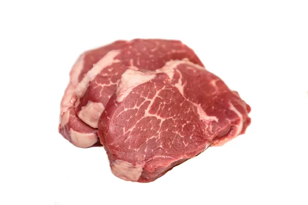 Marble Beef Eye Steak White Background — Stock Photo, Image