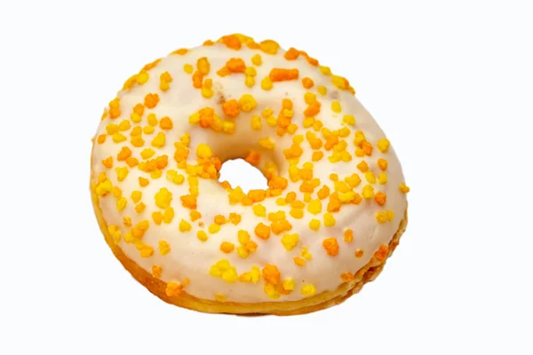 Donuts Med Kanderad Apelsin Och Citron Skorpor Vit Bakgrund Isolerade — Stockfoto