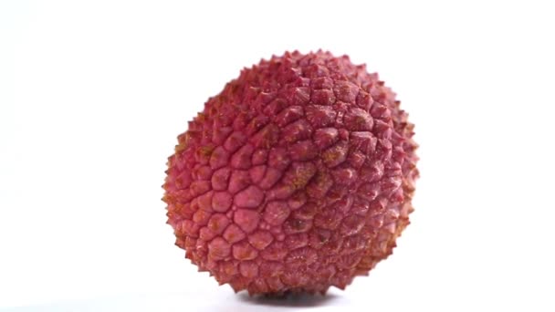 Litchi Tournant Sur Fond Blanc — Video