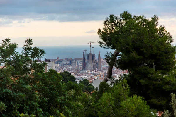 Blick Von Oben Auf Barcelona Abend — Stockfoto