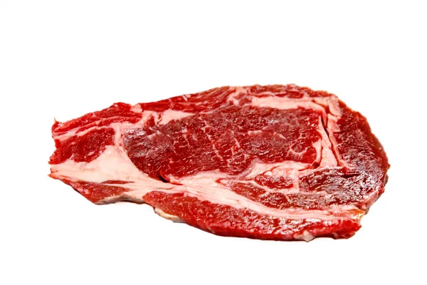 Entrecot Antrecot Carne Bovina Marmorizada Sobre Fundo Isolado Branco — Fotografia de Stock