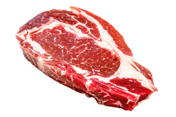 Entrecot Antrecot Gemarmerd Rundvlees Een Witte Achtergrond Van Geïsoleerde — Stockfoto